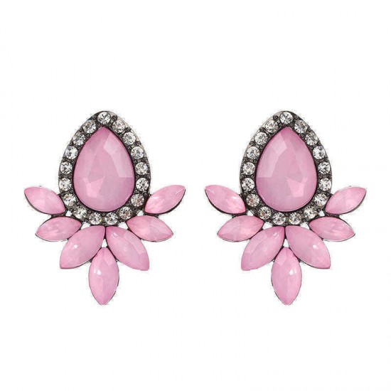 Sweet Drop Rhinestones Women's Crystal Flower Leaf Charm Earrings Jewelry