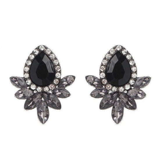 Sweet Drop Rhinestones Women's Crystal Flower Leaf Charm Earrings Jewelry