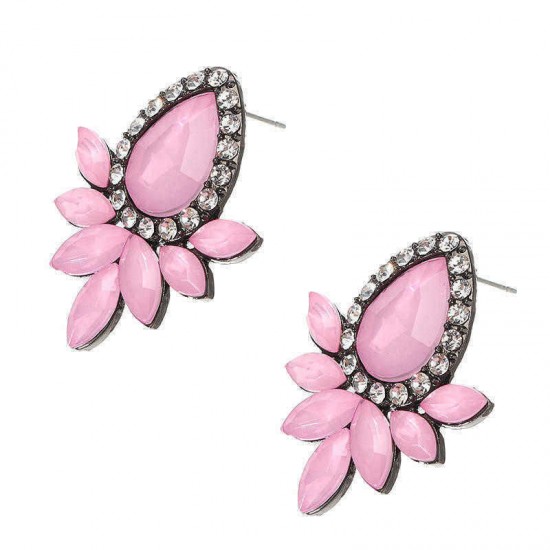 Sweet Drop Rhinestones Women's Crystal Flower Leaf Charm Earrings Jewelry