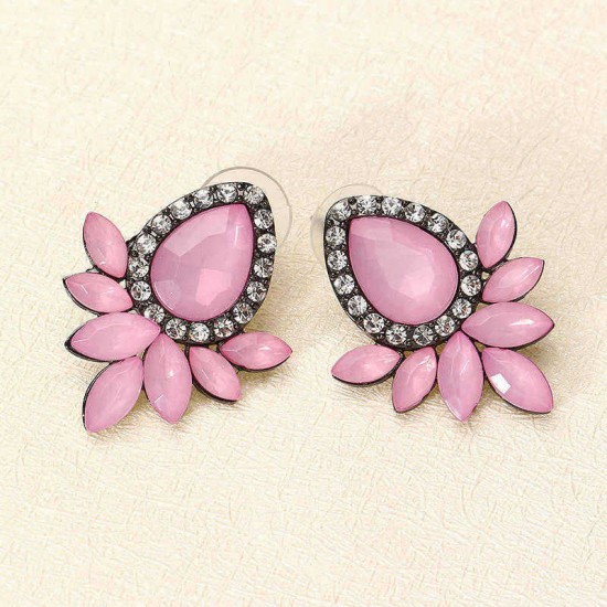 Sweet Drop Rhinestones Women's Crystal Flower Leaf Charm Earrings Jewelry