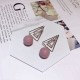 Sweet Ear Drop Earring Double Gold Triangle Pink Artificial Pearls Pendant Earrings for Women