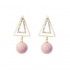 Sweet Ear Drop Earring Double Gold Triangle Pink Artificial Pearls Pendant Earrings for Women