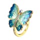 Sweet Enamel Butterfly Finger Ring Trendy Insect Diamond Personality Rings Gift for Women