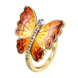 Sweet Enamel Butterfly Finger Ring Trendy Insect Diamond Personality Rings Gift for Women