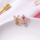 Sweet Flower Butterfly Stud Earrings Anallergic Sterling Silver Needle Rhinestone Womens Earrings