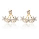 Sweet Flowers Rhinestones Pearls Ear Stud Earring Ear Jacket Cute Earrings for Women