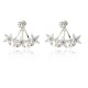 Sweet Flowers Rhinestones Pearls Ear Stud Earring Ear Jacket Cute Earrings for Women