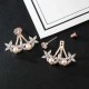 Sweet Flowers Rhinestones Pearls Ear Stud Earring Ear Jacket Cute Earrings for Women