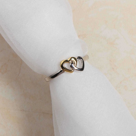 Sweet Gold Silver Heart Women Ring Classic Anallergic Wedding Band Bridal Ring for Women