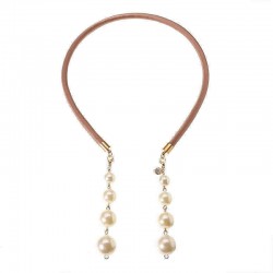 Sweet Hair Band Elegant Pearl Pendant Gemstone Fake Earrings Headbrand Hair Accessories for Women