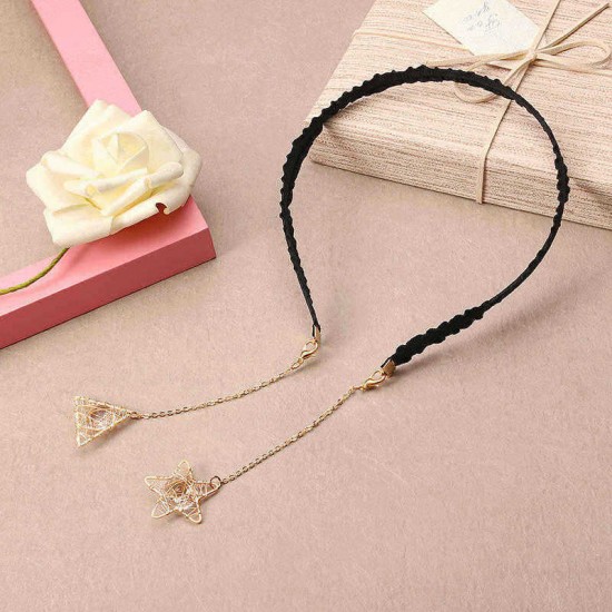 Sweet Heart Star Artificial Pearl Pendant Hair Band Fake Earrings Women Hair Accessories