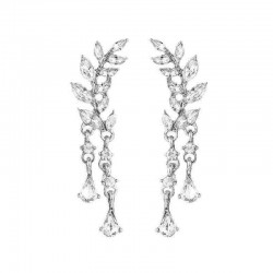 Sweet Leaf Rhinestone Earrings Silver Gold  Piercing Tassel Crytral Earring for Women