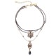 Sweet Multilayer Flower Leather Choker Necklace Water Drop Necklace Ethnic Jewelry for Women