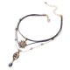 Sweet Multilayer Flower Leather Choker Necklace Water Drop Necklace Ethnic Jewelry for Women