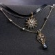 Sweet Multilayer Flower Leather Choker Necklace Water Drop Necklace Ethnic Jewelry for Women