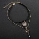 Sweet Multilayer Flower Leather Choker Necklace Water Drop Necklace Ethnic Jewelry for Women