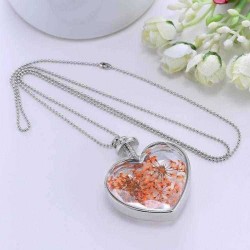 Sweet Natural Dried Flower Inside Necklace Crystal Heart Pendant for Women Best Gift