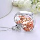 Sweet Natural Dried Flower Inside Necklace Crystal Heart Pendant for Women Best Gift