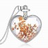 Sweet Natural Dried Flower Inside Necklace Crystal Heart Pendant for Women Best Gift