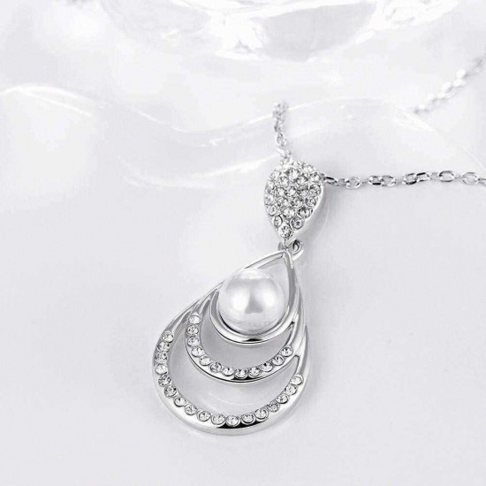 Sweet Pearl Rhinestone Water Drop Necklace Gift For Women