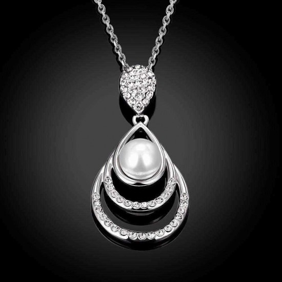 Sweet Pearl Rhinestone Water Drop Necklace Gift For Women