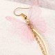 Sweet Pink Butterfly Arc Line Tassel Pendant Ear Clip Drop Earrings Fashion Jewelry for Women