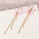 Sweet Pink Butterfly Arc Line Tassel Pendant Ear Clip Drop Earrings Fashion Jewelry for Women