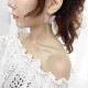 Sweet Pink Butterfly Arc Line Tassel Pendant Ear Clip Drop Earrings Fashion Jewelry for Women