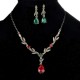 Sweet Plants Leaf Drop Pendant Necklace Earring Jewelry Set Fashion Women Wedding Accessories