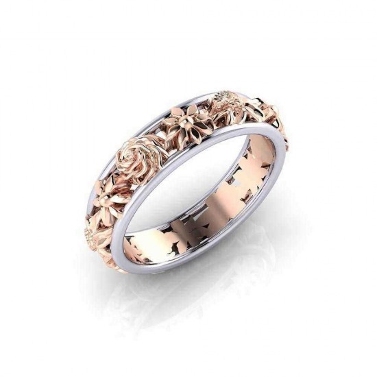 Sweet Rose Gold Flower Finger Rings Fashion Hollow Engagement Ring Wedding Jewelry for Women