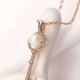 Sweet Rose Gold Plated Artificial Pearl Inlay Heart Key Pendant Shiny Zircon Necklace For Women