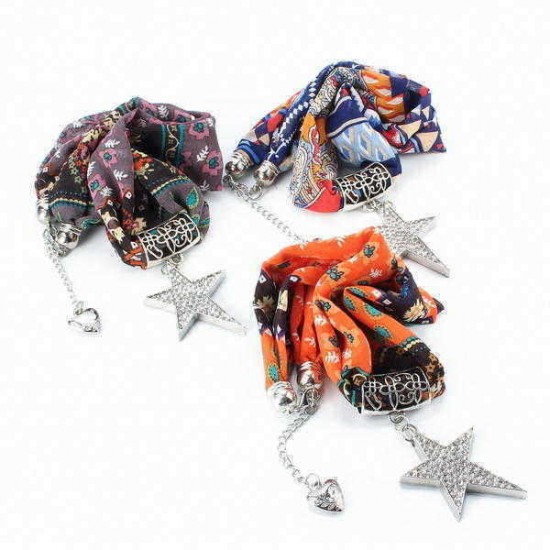 Sweet Scarf Necklace Tassel Star Pendant Necklace For Women