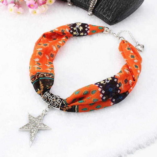 Sweet Scarf Necklace Tassel Star Pendant Necklace For Women