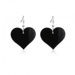 Sweet Women Earrings Black White Red Heart Acrylic Pendant Earrings Gift for Her