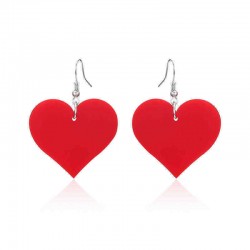 Sweet Women Earrings Black White Red Heart Acrylic Pendant Earrings Gift for Her