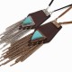 Tassel Leather Necklace Long Rope Turquoise Sweater Necklace