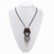 Tassel Leather Necklace Long Rope Turquoise Sweater Necklace