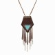 Tassel Leather Necklace Long Rope Turquoise Sweater Necklace