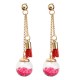 Tassel Wishing Glass Ball Crystal Leather Long Earrings Gift