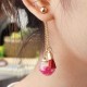 Tassel Wishing Glass Ball Crystal Leather Long Earrings Gift