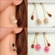 Tassel Wishing Glass Ball Crystal Leather Long Earrings Gift