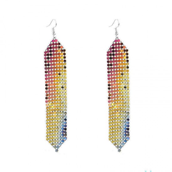 Tassels Long Earrings Sequins Geometric Drop Fashion Jewelry for Women