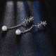 Temperament Flowers Pearl Earrings Long Zircon 925 Silver Hypoallergenic Ear Drop jewelry