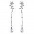 Temperament Flowers Pearl Earrings Long Zircon 925 Silver Hypoallergenic Ear Drop jewelry