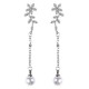 Temperament Flowers Pearl Earrings Long Zircon 925 Silver Hypoallergenic Ear Drop jewelry