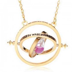 Time Turner Rotating Hourglass Pendant Necklace Gold Silver Plated