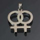 Titanium Steel Lesbian Gay Pride Double Female Symbol Pendant Necklace