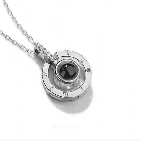 Trendy 100 Languages I Love You Pendant Necklace Metal Multiple Wearing Methods Projection Necklace