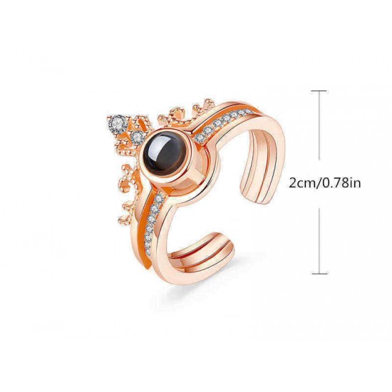 Trendy 100 Languages I Love You Projection Ring Detachable Open Finger Ring Couple Jewelry