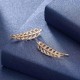 Trendy 925 Silver Inlay Zircon Crystal Elegant Leaf  Earring Jewelry for Women